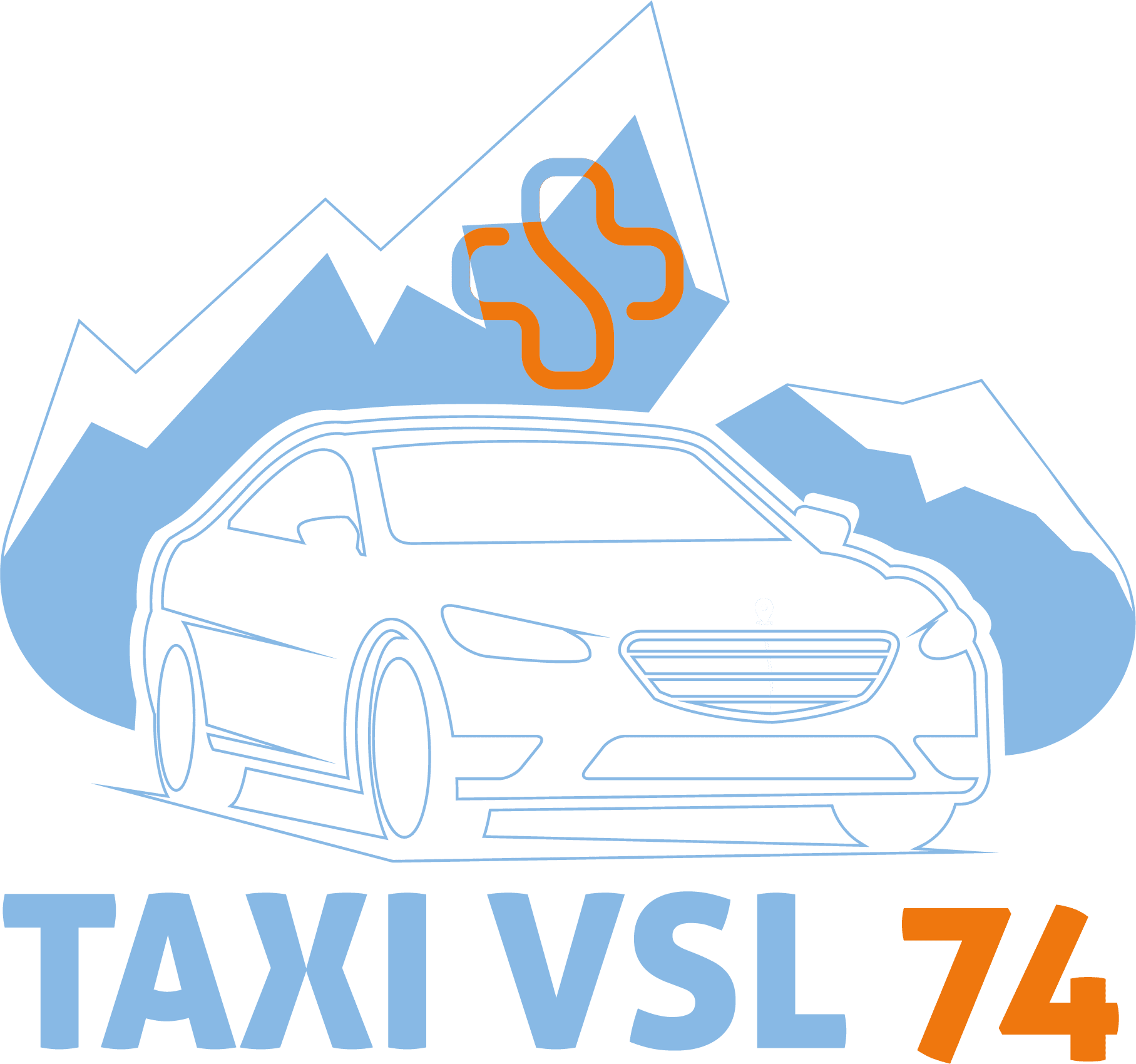 Logo taxi vsl blanc contour bleu